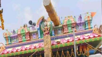 మైదుకూరు: ఖాజీపేట: విగ్రహ ప్రతిష్ఠలో అపశృతి.. విరిగిన ధ్వజస్తంభం