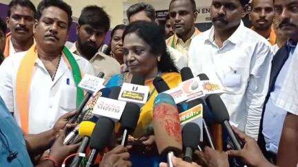 பல்லாவரம்: திமுக கூட்டணியில் குழப்பம் - திருமாவளவன் மன அழுத்தத்தில் உள்ளார் - சாய் ராம் கல்லூரியில் தமிழிசை பேட்டி