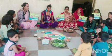 थांदला: ग्राम खजूरी के पंचायत फलिया में स्थित आंगनवाड़ी भवन पर आहार पखवाड़ा मनाया गया