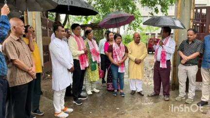 গুৱাহাটী: মহানগৰীৰ বিৰুবাৰী জনকপুৰ শিৱধাম শিৱ মন্দিৰৰ সভাঘৰ আধাৰশিলা স্থাপন মেৱৰ মৃগেন শৰনীয়াই