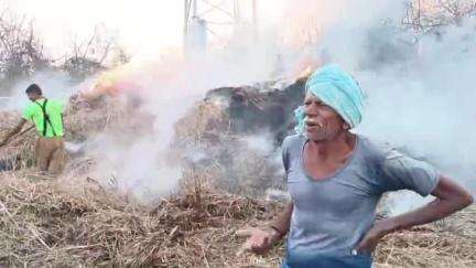 தேன்கனிகோட்டை: கண்டகானப்பள்ளி கிராமத்தில் நீலகிரி மரத்தோப்பிற்கு மர்ம நபர்கள் தீ வைத்ததில், 1.50 லட்சம் மதிப்பிலான வைக்கோல் போர் தீக்கிறையானது
