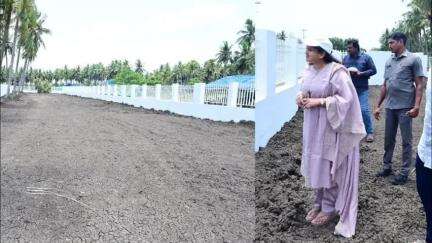 ఉండి: పెదఅమిరం పంచాయతీ పరిధిలోని పలు ఖాళీ స్థలాలను క్షేత్రస్థాయిలో పరిశీలించిన కలెక్టర్ నాగరాణి