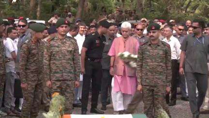 J&K LG pays his last respect to Rifleman Sunil Kumar,who laid down his life in line of duty, during shelling by Pakistan