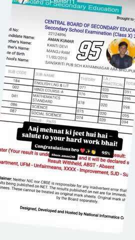Aman kumar CBSE board 95%