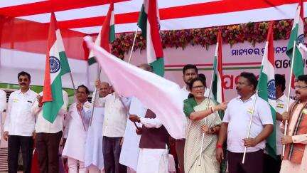 Odisha CM participates in Tiranga Yatra in Bhubaneswar.