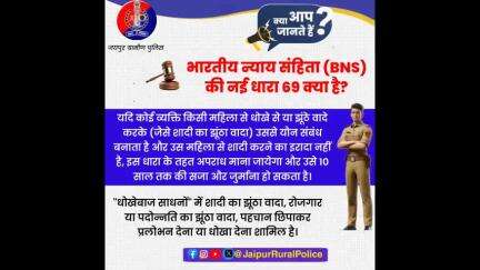 #Jaipur_Rural: भारतीय न्याय संहिता (BNS) की नई धारा 69 के बारे में जानें।