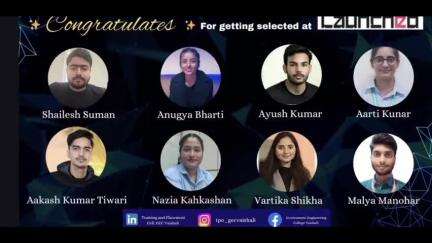 बिदुपुर: चकसिकंदर के राजकीय अभियंत्रण महाविद्यालय वैशाली के आठ छात्र-छात्राओं का हुआ प्लेसमेंट