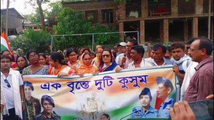 তেহট্ট ২: পলাশী পাড়ায় তৃণমূলের জাতীয়তাবাদী মিছিল উপস্থিত সাংসদ ও জেলা সভাপতি মহুয়া মৈত্র