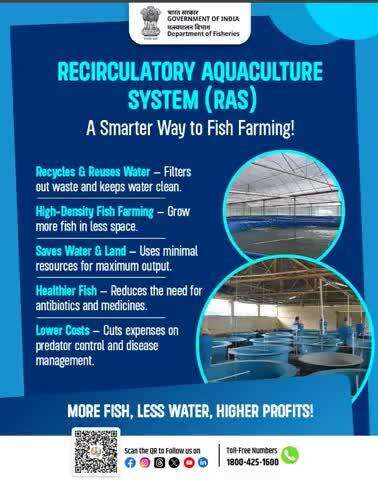Make every drop count! 
Grow more fish using less water and land! Adopt #RAS for healthier fish, lower costs, and sustainable profits.

#Ras #pmssy #pmmssy #fish