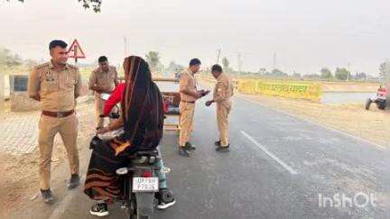 बिधूना: सहार थाना पुलिस ने पटना नहर पुल पर चलाया वाहन चेकिंग अभियान, कई वाहनों के काटे गए चालान