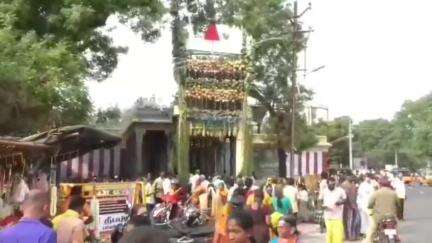 இராஜபாளையம்: பெரிய மாரியம்மன் கோவிலில் சித்திரைத் திருவிழா கொடியேற்றத்துடன் தொடங்கியது 500-க்கும் மேற்பட்ட பக்தர்கள் திரளாக கலந்து கொண்டனர்