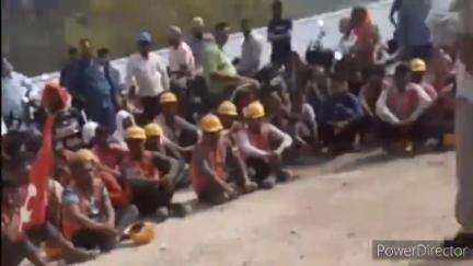 नादौन: निर्माणाधीन विद्युत परियोजना धौलासिद्ध में सीटू ने केंद्रीय ट्रेड यूनियनों के आह्वान पर किया प्रदर्शन