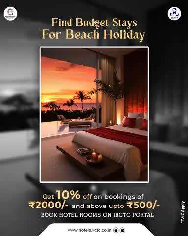 Taking a beach break on a budget. Find and book affordable hotel rooms with IRCTC. Visit www.hotels.irctc.co.in.