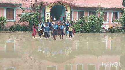 हसनगंज: लगातार बारिश से हसनगंज कस्तूरबा बालिका विद्यालय परिसर में भरा पानी, बच्चियों को पढ़ने में हो रही परेशानी