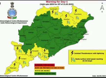 ସୁନ୍ଦରଗଡ ସହର: ଆସନ୍ତା ୨୪ ଘଣ୍ଟା ପାଇଁ ଜିଲ୍ଲା କୁ ପାଣି ପାଗ ବିଭାଗ ପକ୍ଷରୁ yellow warning ଜାରି କରାଯାଇଛି