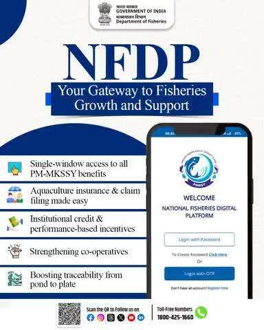 NFDP Empowering India’s Fishers Digitally, From scheme benefits to insurance & credit, get everything in one place.

#NFDP #DigitalFisheries #PMMKSSY #FishSmartIndia #OneStopPlatform #Fisheries