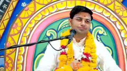 खंडवा नगर: खंडवा के रामनगर में श्रीमद् भागवत कथा का आयोजन, कथाचार्य ने कृष्ण लीलाओं का वर्णन किया
