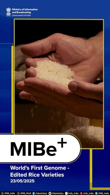 MIBePositive | 23-05-2025

India becomes the first country to develop genome-edited rice varieties