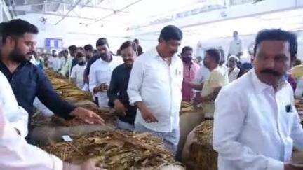 మార్కాపురం: పొదిలి పొగాకు బోర్టును సందర్శించి అధికారులతో సమీక్ష నిర్వహించిన ఎమ్మెల్యే కందుల నారాయణరెడ్డి