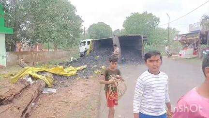 मरवाही: जीपीएम में वेंकटनगर मार्ग पर कोयले से लदा ट्रेलर अनियंत्रित होकर पलटा, पेड़ उखड़ा, ड्राइवर फरार