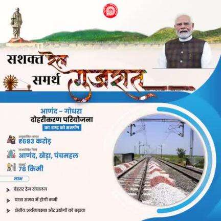 गुजरात में आणंद और गोधरा सेक्शन दोहरीकरण परियोजना का राष्ट्र को समर्पण I यह निर्णय हमारी परिवहन संरचना को सुधारने और विकसित करने में महत्वपूर्ण कदम है।  #RailInfra4Gujarat
#railminindia