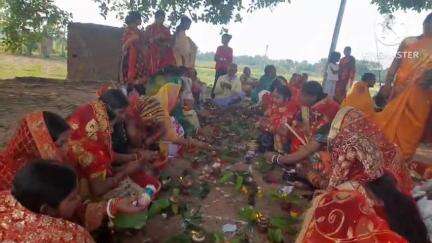 एकंगरसराय: एकंगर सराय प्रखंड क्षेत्र में बट वृक्ष पूजा करते सुहागिन महिला