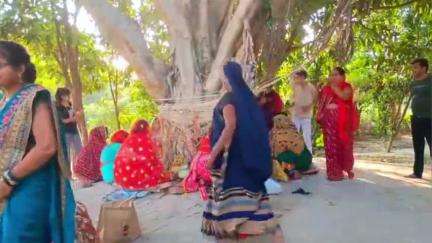 लखीमपुर: लखीमपुर में आज अमावस्या की उदया तिथि पर मिदनिया गढ़ी के भुया माता मंदिर पर वट सावित्री व्रत पर महिलाओं की उमड़ी भीड़