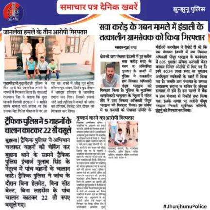 समाचार पत्र दैनिक खबरें #JhunjhunuPolice