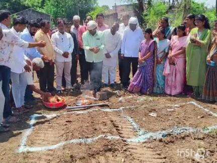 कोरपना: नांदा फाटा येथे वाचनालय इमारतीच्या बांधकामाचे भूमिपूजन
