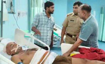 करछना: रोकड़ी नेवादा गांव के सामने पत्रकार पर हुए हमले के बाद हालत बिगड़ी, जांच के लिए अस्पताल पहुंची करछना थाना की पुलिस