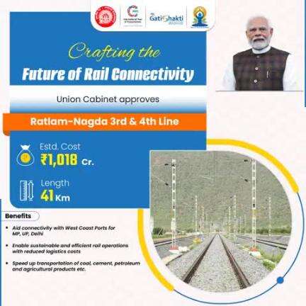 The Union Cabinet, chaired by Hon’ble PM #narendramodi, approves the Ratlam- Nagda 3rd and 4th line project, a step towards enhancing passenger convenience & reducing carbon emissions.
#railminindia