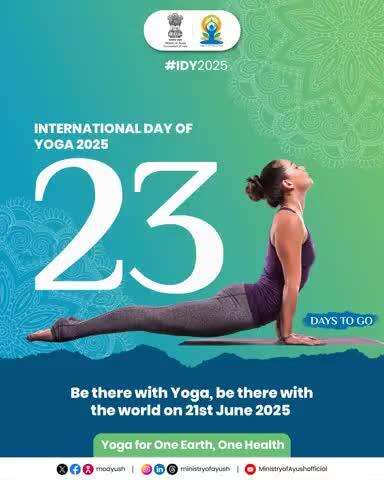 With only 23 days left until #InternationalDayofYoga2025 on 21st June, let's celebrate the serenity, strength, and unity that arises when we connect with our inner selves through yoga.