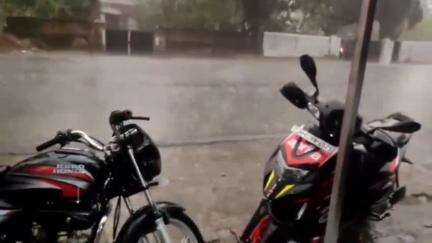 इचाक: अमाडीह गांव में आंधी से पेड़-पौधे और घर के छप्पर गिरे