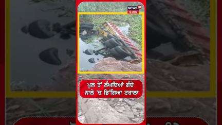 ਪੁਲ ਤੋਂ ਲੰਘਦਿਆਂ ਗੰਦੇ ਨਾਲੇ 'ਚ ਡਿੱਗਿਆ ਟਰਾਲਾ | Shorts | Accident | N18S
