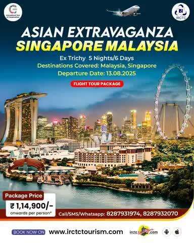Your dream foreign tour is here! Visit Singapore and Malaysia while embracing an exotic ambience with IRCTC like never before. Hurry! Book today!
https://irctctourism.com/pacakage_description?packageCode=SMO28