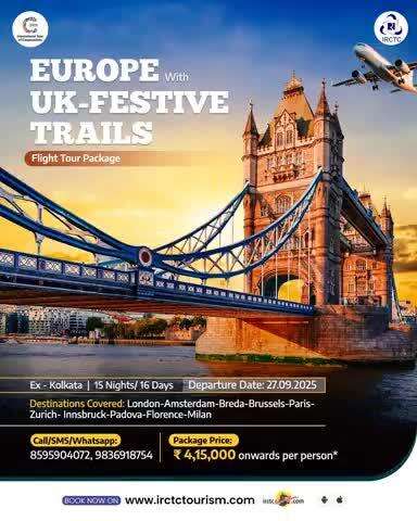Witness the best of both the UK and Europe with IRCTC's special 16N17D tour package. Hurry! Make reservations for this unique and exciting travel package now.
