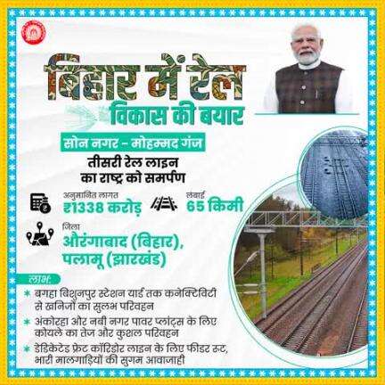 बिहार के सोन नगर से मोहम्मद गंज के बीच तीसरी रेल लाइन एक रणनीतिक मालवाहक कॉरिडोर के रूप में उभरेगी, जो क्षेत्रीय लॉजिस्टिक्स और रेल नेटवर्क दक्षता को बेहतर बनाएगी।