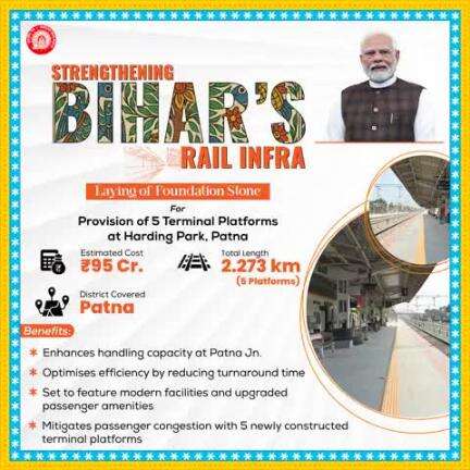 The addition of 5 Terminal Platforms at Patna Station will enhance the handling capacity and optimize efficiency by reducing the turnaround time.