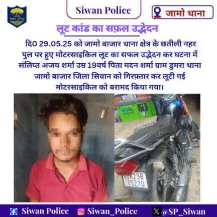 लूट कांड का सफ़ल उद्भेदन