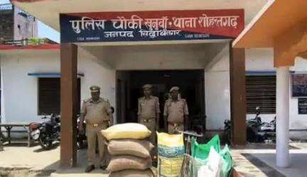 शोहरतगढ़: थाना शोहरतगढ़ पुलिस ने हड़ियहवा बाग के पास से चार बोरी चावल आदि किया बरामद