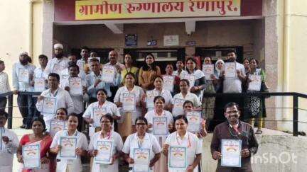रेणापूर: रेणापूर ग्रामीण रुग्णालय विभागात अव्वल. तहसीलदार भगत यांनी ग्रामीण रुग्णालयात केला अधिकारी व कर्मचाऱ्यांचा सत्कार