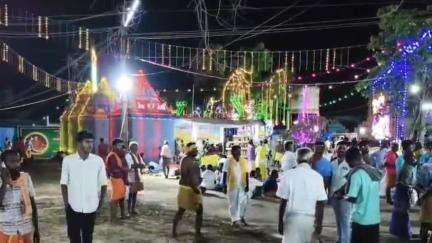 நத்தம்: தேத்தாம்பட்டியில் கோட்டை கருப்பணசாமி கோவில் திருவிழாவை முன்னிட்டு ஆண்கள் மட்டுமே பங்கேற்ற கறி விருந்து