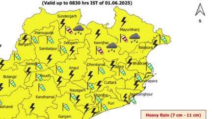 ବାରିପଦା ମ୍ୟୁନିସିପାଲଟି: ଆସନ୍ତା ଜୁନ ୨ ଯାଏଁ ଜିଲ୍ଲାରେ ପବନ ବର୍ଷା ସହ ବଜ୍ରପାତ ହେବା ନେଇ ଆଞ୍ଚଳିକ ପାଣିପାଗ ବିଭାଗ ପକ୍ଷରୁ ୟେଲୋ ୱାର୍ଣ୍ଣିଂ ଜାରି