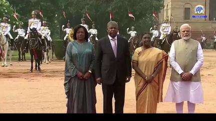 📽️Angola President Joao Manuel Goncalves Lourenco receives a ceremonial welcome at Rashtrapati Bhavan