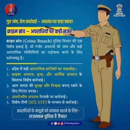 गंभीर अपराधों पर कड़ी नजर,

राजस्थान पुलिस की क्राइम ब्रांच गुप्त जांच व सटीक कार्रवाई के लिए पहचानी जाती है।

गंभीर अपराधियों की गतिविधियों पर पैनी निगरानी — कानून व्यव