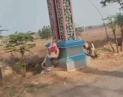 గద్వాల్: పార్చర్ల స్టేజి సమీపంలో పోతురాజుల విగ్రహాలపై గుర్తుతెలియని వ్యక్తులు ధ్వంసం చేశారు