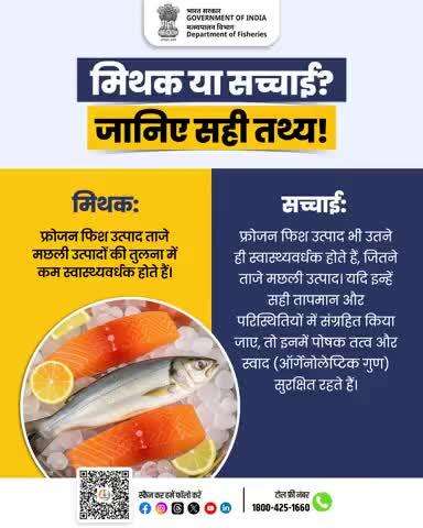 फ्रोजन फिश ताजे उत्पादों से कम पौष्टिक होती है, लेकिन सही तापमान और परिस्थितियों में संरक्षित फ्रोजन फिश भी उतनी ही सेहतमंद और स्वादिष्ट होती है।
मिथकों से बचें, सही तथ्य जानें