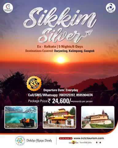 IRCTC's Sikkim Silver 5N/6D tour package allows you to have a soul-stirring experience. Visit Kalimpong, Gangtok, and Darjeeling at the package price at ₹18,300/- onwards pp*. Hurry! Secure your seat today.