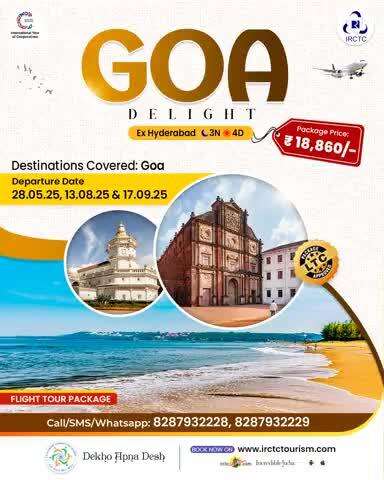Do you need a tropical getaway? IRCTC has got you covered! Fly to Goa with our 3N/4D tour package and let the delights of this destination enchant you. Hurry! Make your reservations today