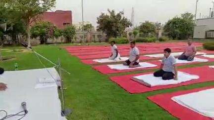 चरखी दादरी: चरखी दादरी लघु सचिवालय में 11वें अंतर्राष्ट्रीय योग दिवस पर योग प्रशिक्षण शिविर का आयोजन